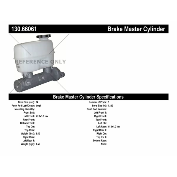 Centric Premium Brake Master Cylinder 130.66061