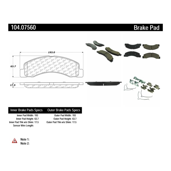 Centric Posi Quiet™ Semi-Metallic Front Disc Brake Pads 104.07560
