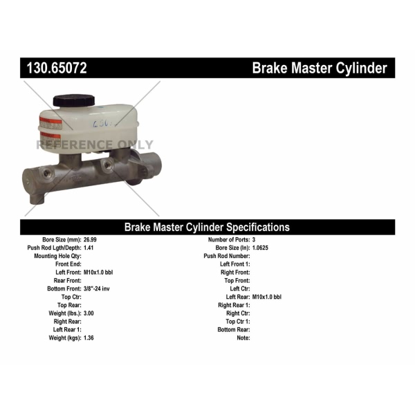 Centric Premium Brake Master Cylinder 130.65072