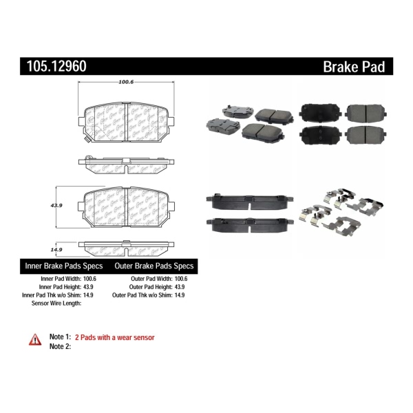 Centric Posi Quiet™ Ceramic Rear Disc Brake Pads 105.12960