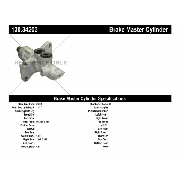 Centric Premium Brake Master Cylinder 130.34203