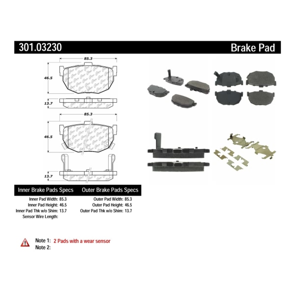 Centric Premium Ceramic Rear Disc Brake Pads 301.03230