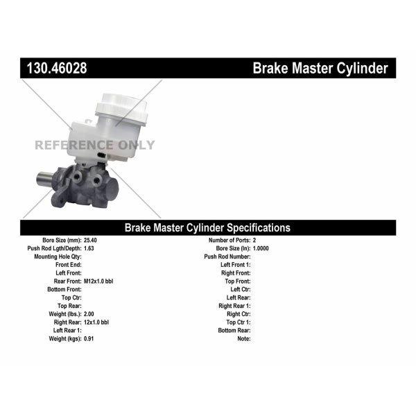 Centric Premium Brake Master Cylinder 130.46028