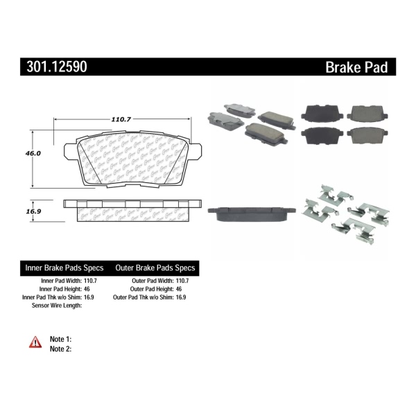 Centric Premium Ceramic Rear Disc Brake Pads 301.12590