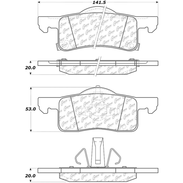 Centric Premium Ceramic Rear Disc Brake Pads 301.09350