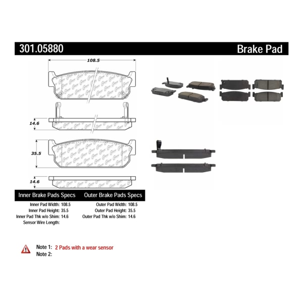 Centric Premium Ceramic Rear Disc Brake Pads 301.05880
