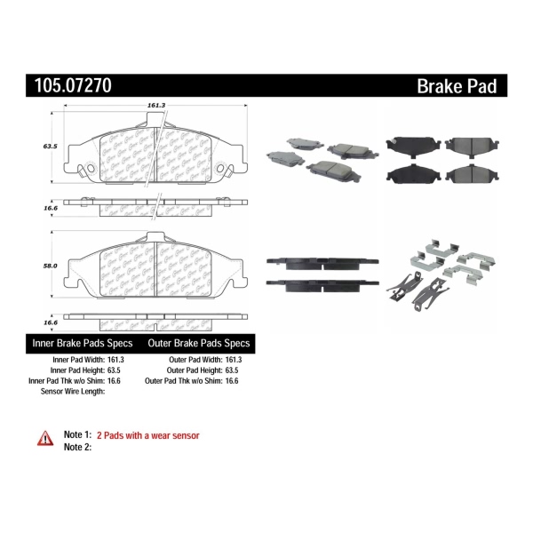 Centric Posi Quiet™ Ceramic Front Disc Brake Pads 105.07270