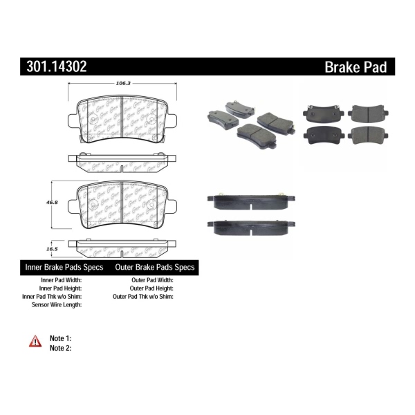 Centric Premium Ceramic Rear Disc Brake Pads 301.14302