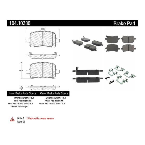 Centric Posi Quiet™ Semi-Metallic Front Disc Brake Pads 104.10280