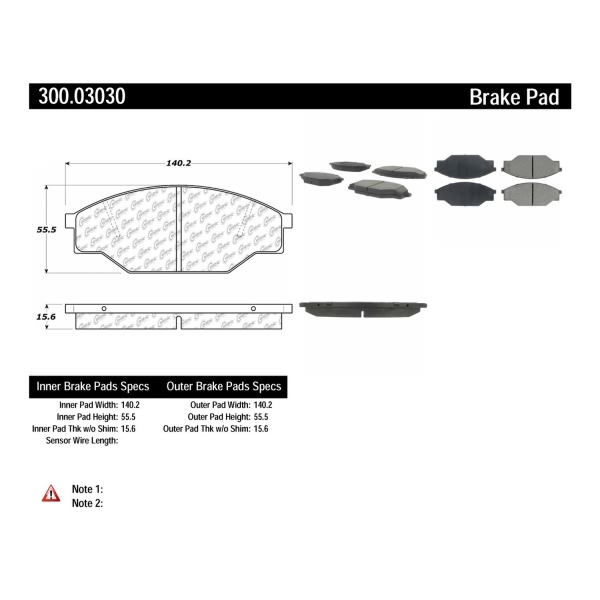 Centric Premium Semi-Metallic Front Disc Brake Pads 300.03030