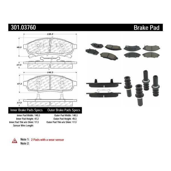 Centric Premium Ceramic Front Disc Brake Pads 301.03760