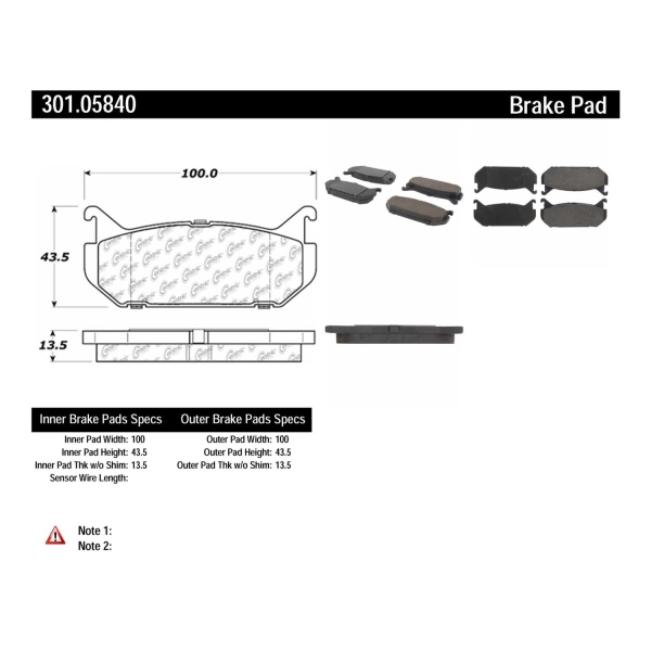 Centric Premium Ceramic Rear Disc Brake Pads 301.05840