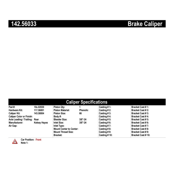 Centric Posi Quiet™ Loaded Front Passenger Side Brake Caliper 142.56033