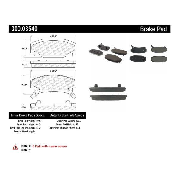 Centric Premium Semi-Metallic Rear Disc Brake Pads 300.03540
