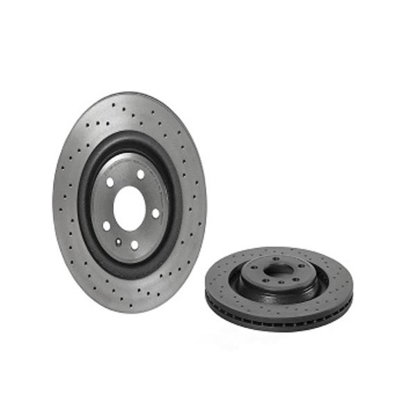 brembo Premium Xtra Cross Drilled UV Coated 1-Piece Rear Brake Rotors 09.B040.1X