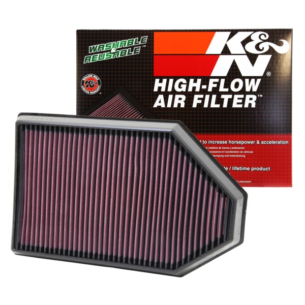 K&N 33 Series Panel Red Air Filter （14.438" L x 9.125" W x 1.75" H) 33-2460