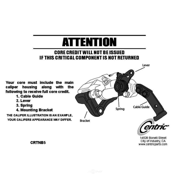 Centric Posi Quiet™ Loaded Rear Driver Side Brake Caliper 142.61524