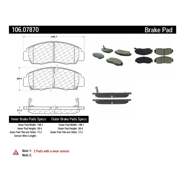 Centric Posi Quiet™ Extended Wear Semi-Metallic Front Disc Brake Pads 106.07870