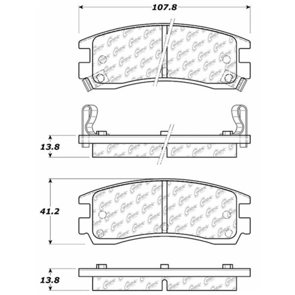 Centric Posi Quiet™ Extended Wear Semi-Metallic Rear Disc Brake Pads 106.07140