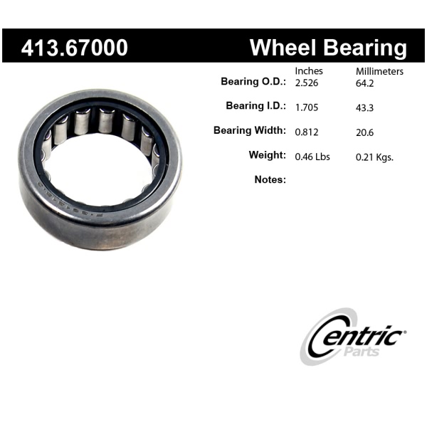 Centric Premium™ Rear Driver Side Wheel Bearing 413.67000