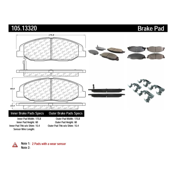 Centric Posi Quiet™ Ceramic Front Disc Brake Pads 105.13320