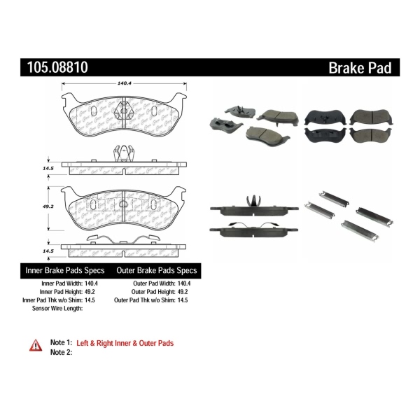 Centric Posi Quiet™ Ceramic Rear Disc Brake Pads 105.08810
