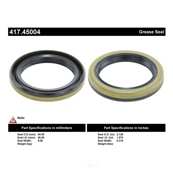 Centric Premium™ Rear Inner Wheel Seal 417.45004