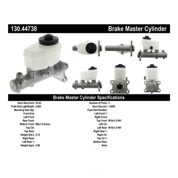 Centric Premium Brake Master Cylinder 130.44738