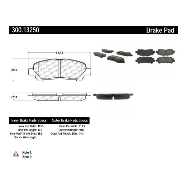 Centric Premium Semi-Metallic Rear Disc Brake Pads 300.13250