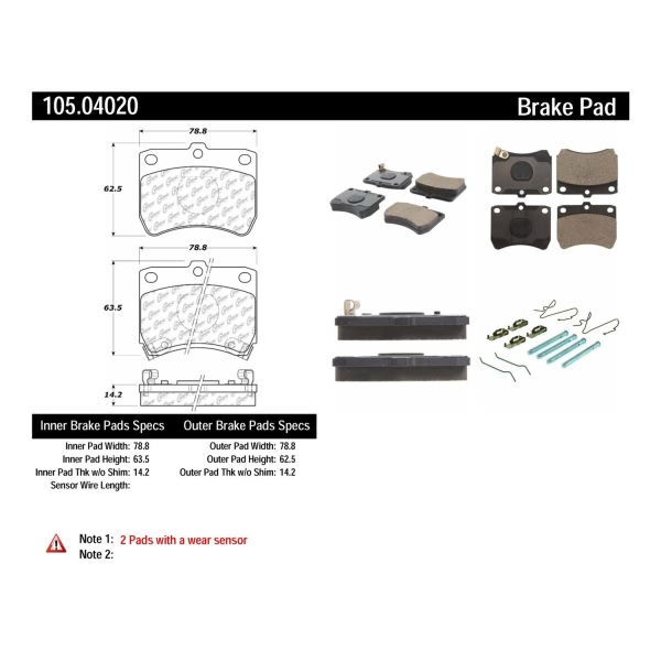 Centric Posi Quiet™ Ceramic Front Disc Brake Pads 105.04020
