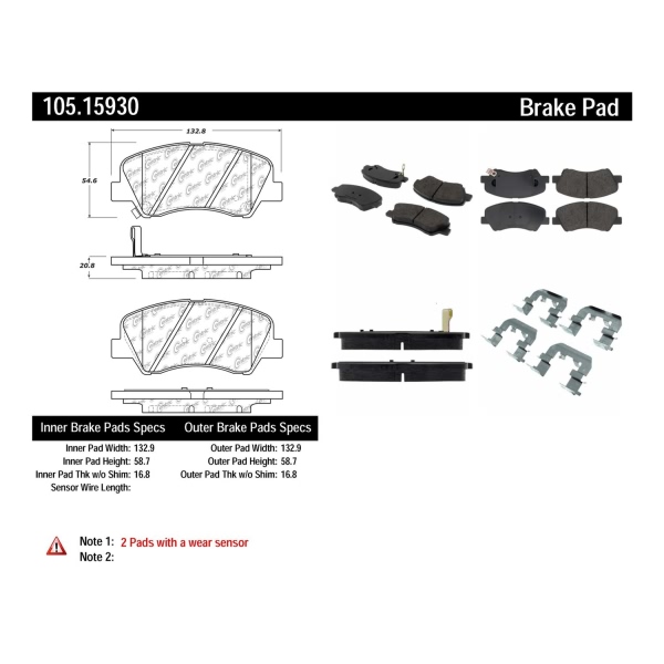 Centric Posi Quiet™ Ceramic Front Disc Brake Pads 105.15930