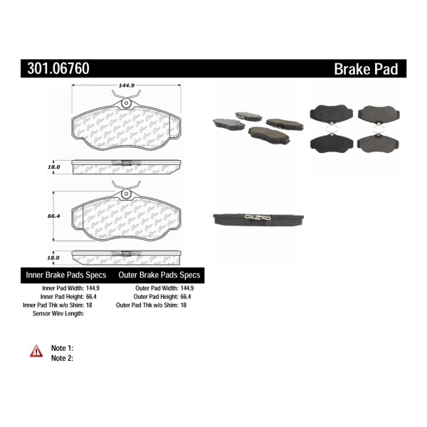 Centric Premium Ceramic Front Disc Brake Pads 301.06760