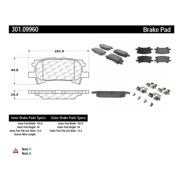 Centric Premium Ceramic Rear Disc Brake Pads 301.09960