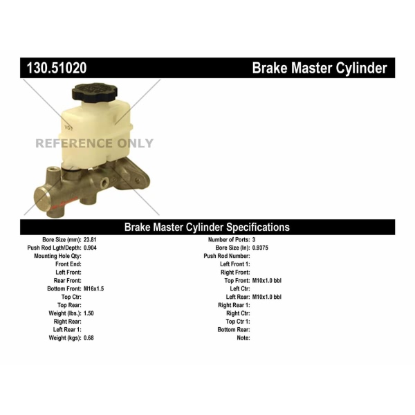 Centric Premium Brake Master Cylinder 130.51020