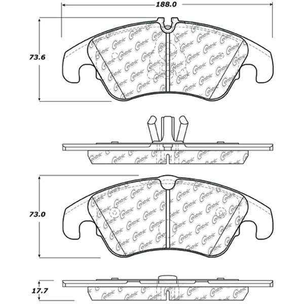 Centric Posi Quiet™ Semi-Metallic Front Disc Brake Pads 104.13221