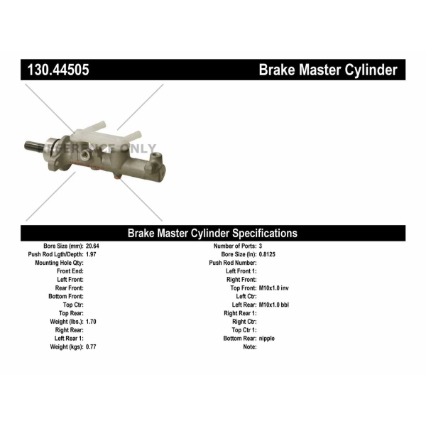 Centric Premium Brake Master Cylinder 130.44505