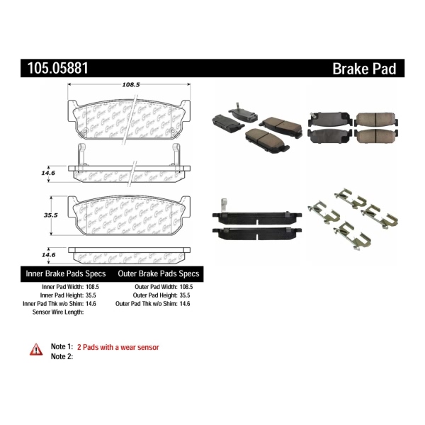 Centric Posi Quiet™ Ceramic Rear Disc Brake Pads 105.05881