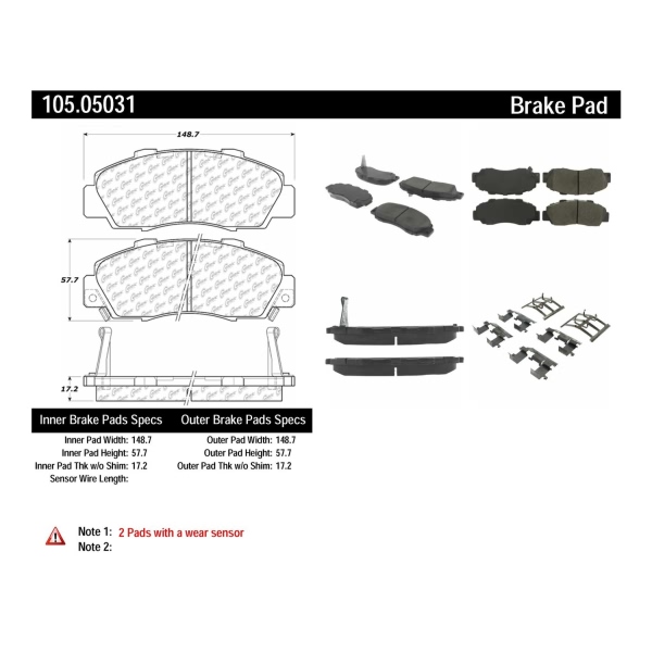 Centric Posi Quiet™ Ceramic Front Disc Brake Pads 105.05031