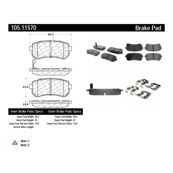 Centric Posi Quiet™ Ceramic Rear Disc Brake Pads 105.11570