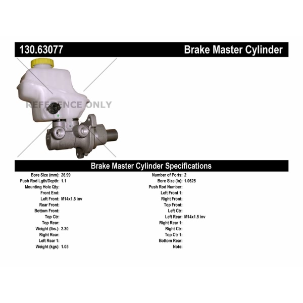 Centric Premium Brake Master Cylinder 130.63077