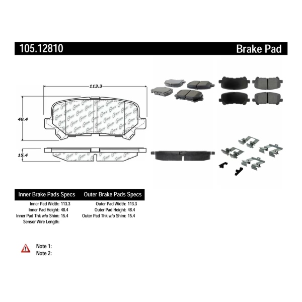 Centric Posi Quiet™ Ceramic Rear Disc Brake Pads 105.12810