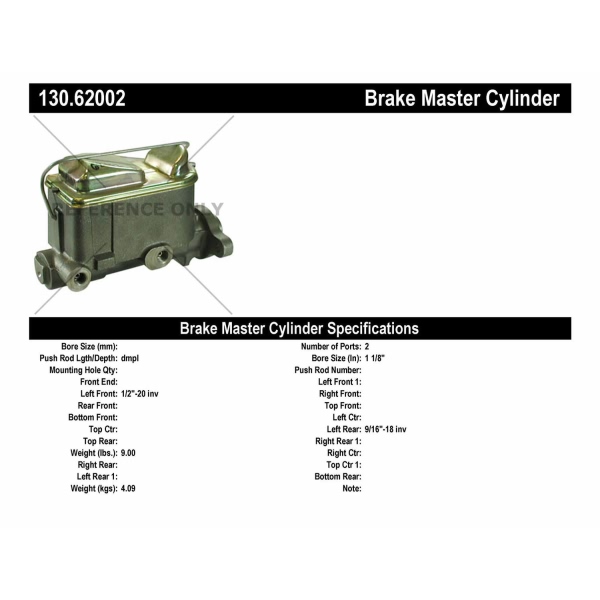 Centric Premium Brake Master Cylinder 130.62002