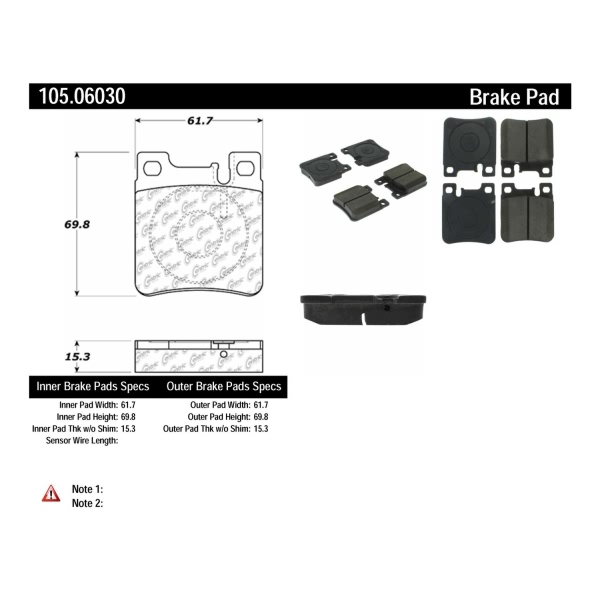 Centric Posi Quiet™ Ceramic Rear Disc Brake Pads 105.06030