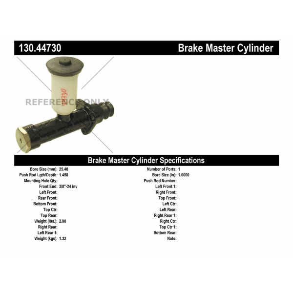 Centric Premium Brake Master Cylinder 130.44730