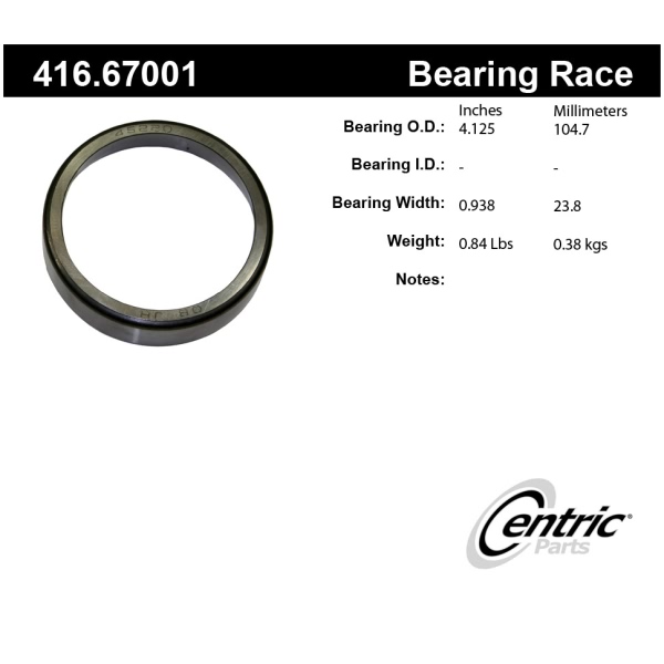 Centric Premium™ Rear Inner Wheel Bearing Race 416.67001