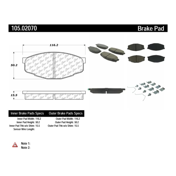 Centric Posi Quiet™ Ceramic Front Disc Brake Pads 105.02070