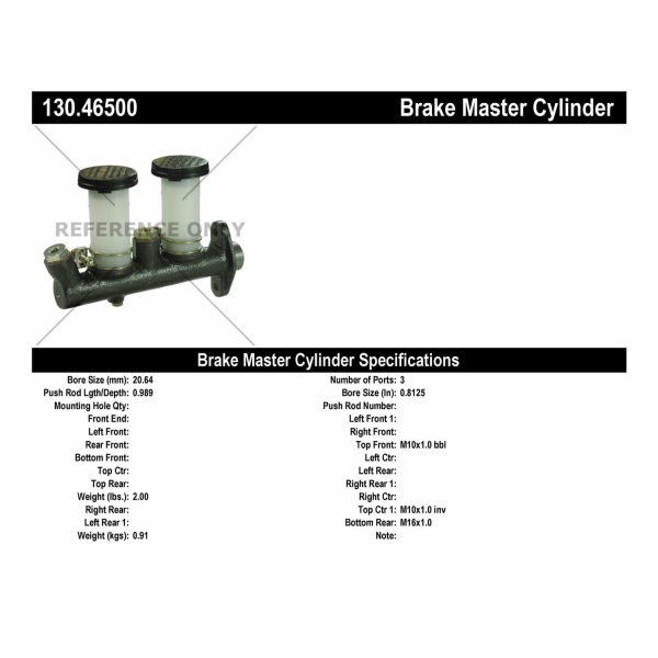 Centric Premium Brake Master Cylinder 130.46500