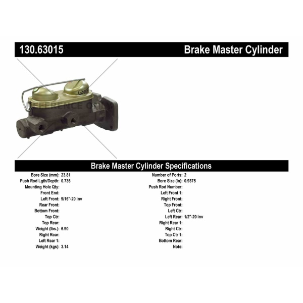 Centric Premium Brake Master Cylinder 130.63015
