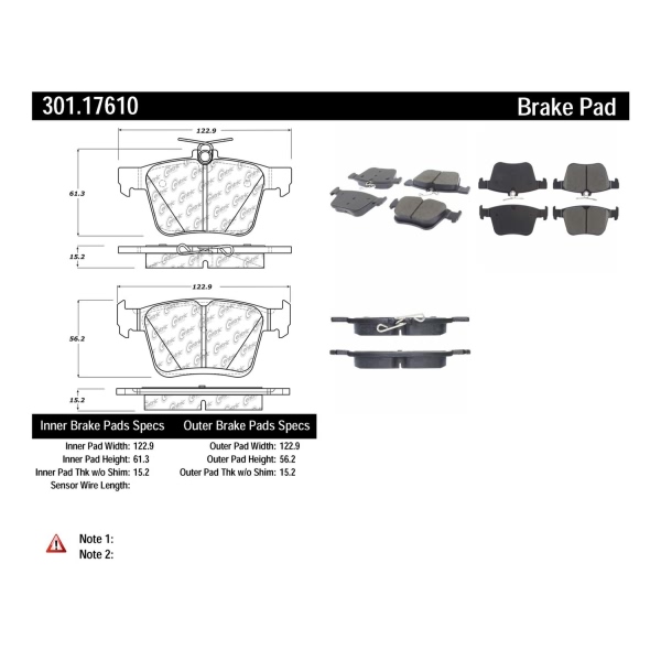 Centric Premium Ceramic Rear Disc Brake Pads 301.17610