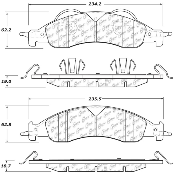 Centric Premium Semi-Metallic Front Disc Brake Pads 300.12780